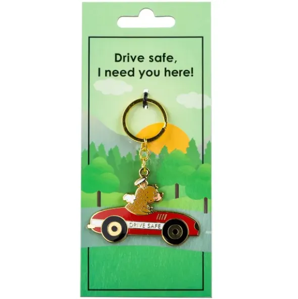 Schlüsselanhänger Glücksbringer, Auto - drive safe