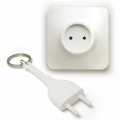 Schlüsselanhänger Steckdose Unplug weiß