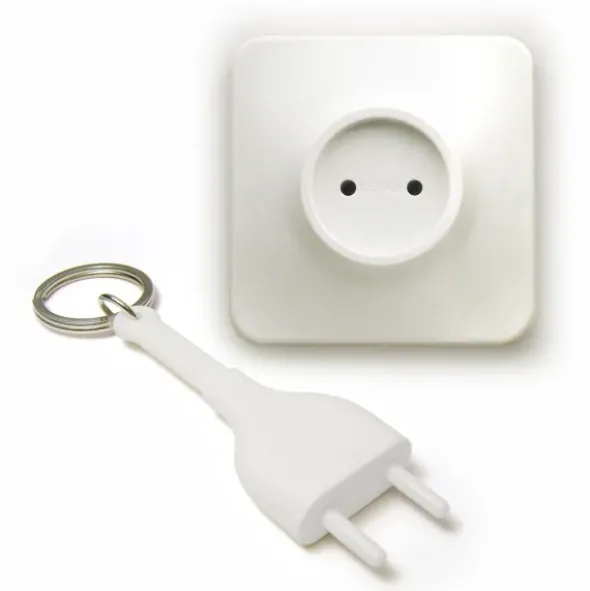 Schlüsselanhänger Steckdose Unplug weiß
