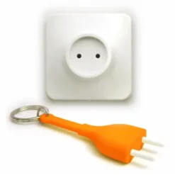 Schlüsselanhänger Steckdose Unplug orange