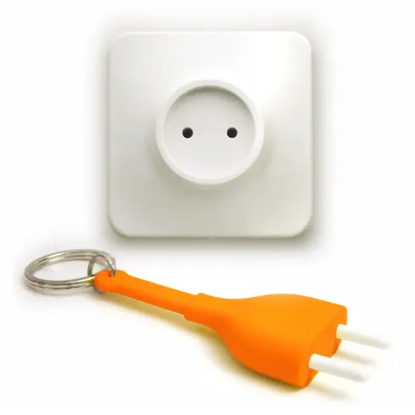 Schlüsselanhänger Steckdose Unplug orange