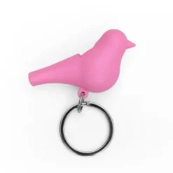 Schlüsselanhänger Vogel mit Pfeife pink
