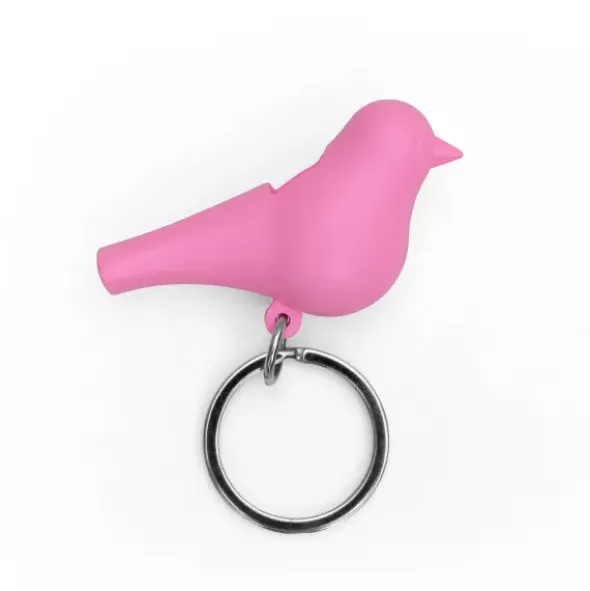 Schlüsselanhänger Vogel mit Pfeife pink