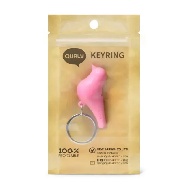 Schlüsselanhänger Vogel mit Pfeife pink