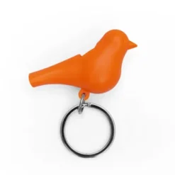 Schlüsselanhänger Vogel mit Pfeife orange