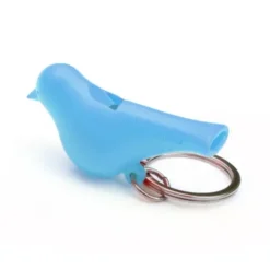 Schlüsselanhänger Vogel mit Pfeife blau