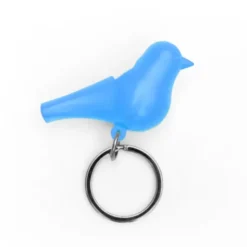 Schlüsselanhänger Vogel mit Pfeife blau