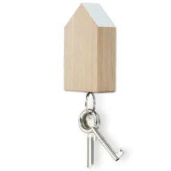 Schlüsselhalter magnetisch in Hausform – Schlüsselhaus Magnetic aus Eichenholz mit weißem Dach