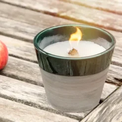 Schmelzlicht anthrazit/moosgrün - wiederverwendbare Outdoorkerze