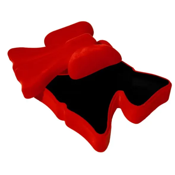 Schmuckbox Schleife rot mit Samtbezug