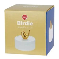 Schmuckdose Vogel - Keramik weiß, matt gold