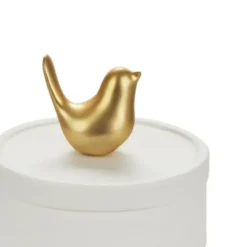 Schmuckdose Vogel - Keramik weiß, matt gold
