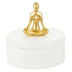 Schmuckdose Yoga - Keramik weiß, matt gold
