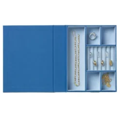 Schmuckkästchen Buch blau – The New Look – Schmuckaufbewahrung mit Fächern 26 x 19,5 cm
