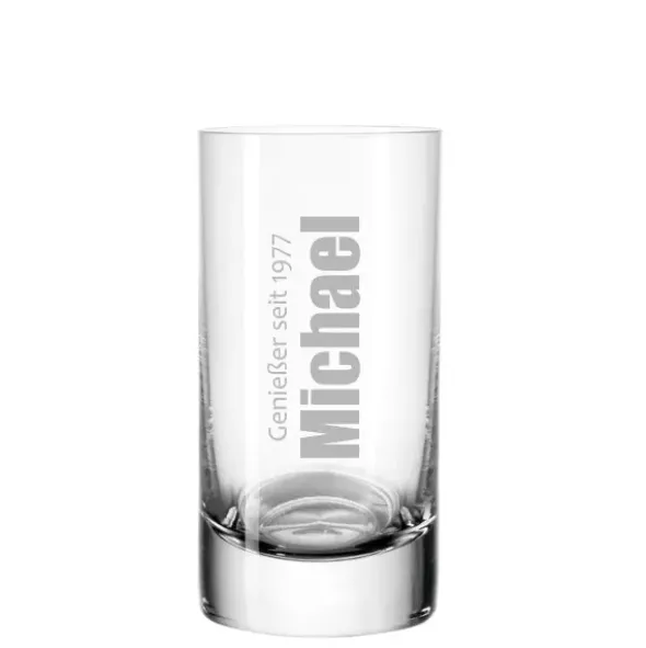 Schnapsglas Genießer mit Namensgravur & Geburtsjahr