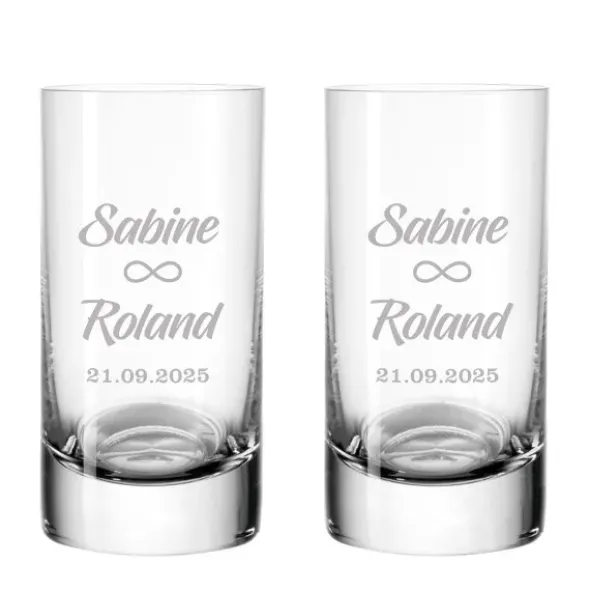 Schnapsgläser Hochzeit unendlich mit Namensgravur + Datum 2er-Set