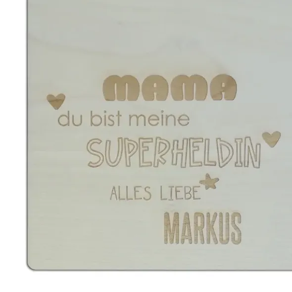 Schneidebrett mit Gravur MAMA + Namensgravur, 30 x 18 cm