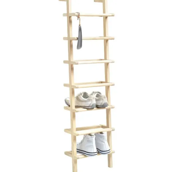 Schuhregal Lady Long aus Holz - Anlehnregal für Schuhe mit 7 Ebenen H 116 x B 30 cm