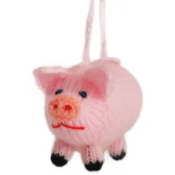 Schweinchen mit Aufhänger 10 cm gestrickt - handmade, rosa