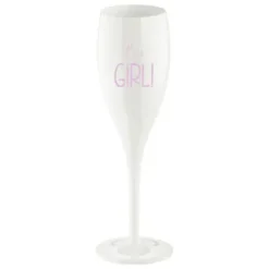 Sektglas IT'S A GIRL - weißes Kunststoff Champagnerglas mit Botschaft