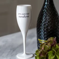 Sektglas YOU ARE MY SUNSHINE - weißes Kunststoff Champagnerglas mit Botschaft