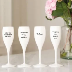 Sektglas YOU ARE MY SUNSHINE - weißes Kunststoff Champagnerglas mit Botschaft