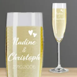 Sektgläser Hochzeit mit Gravur 2er-Set, Herzen