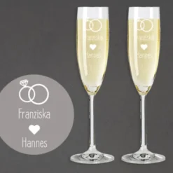 Sektgläser Hochzeit mit Gravur 2er-Set, Ringe