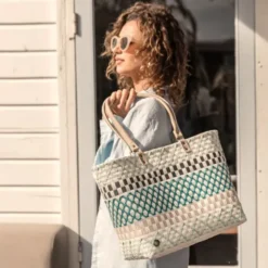Shopper Elin Aqua Mix - Design Einkaufstasche & Strandtasche
