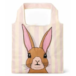 Shopper faltbar mit Hase & Möhre Motiv – Einkaufstasche mit Aufbewahrungsbeutel