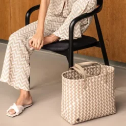Shopper Faye champagner - Design Einkaufstasche & Strandtasche