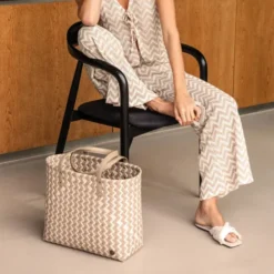 Shopper Faye champagner - Design Einkaufstasche & Strandtasche