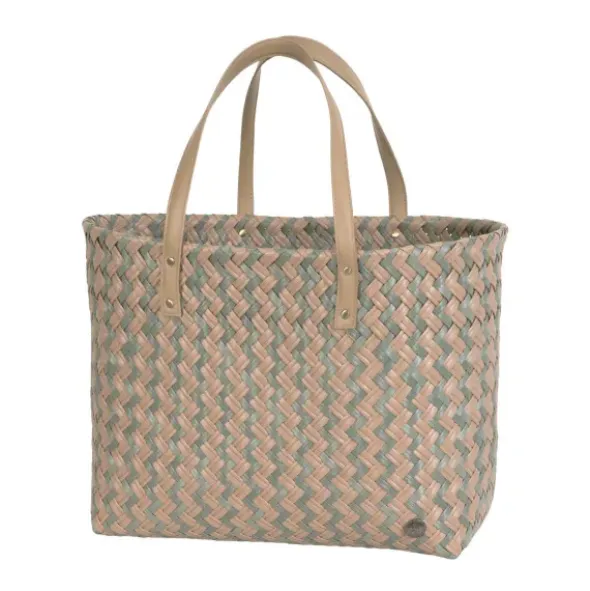 Shopper Faye grün & braun - Design Einkaufstasche & Strandtasche