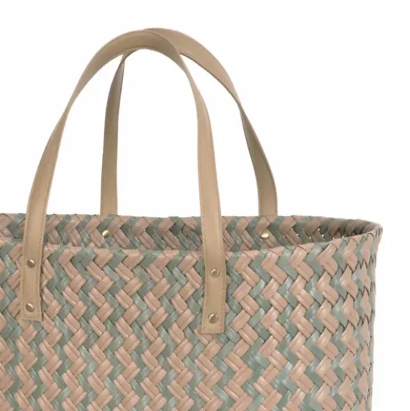 Shopper Faye grün & braun - Design Einkaufstasche & Strandtasche