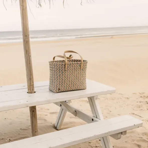 Shopper Faye grün & braun - Design Einkaufstasche & Strandtasche