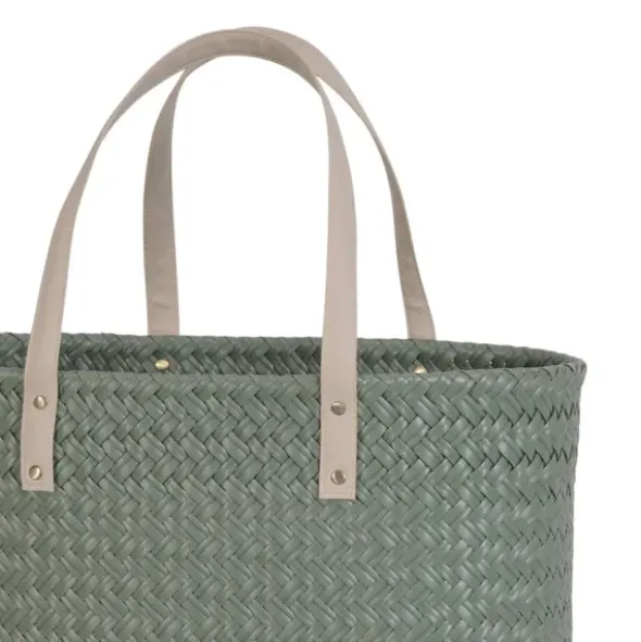 Shopper Faye salbeigrün - Design Einkaufstasche & Strandtasche