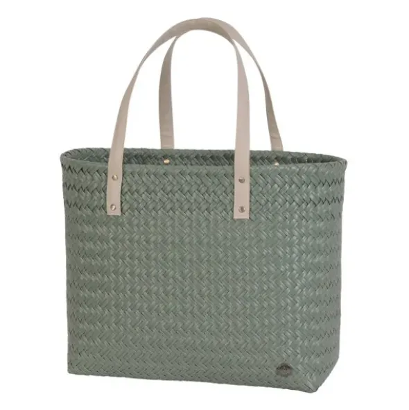 Shopper Faye salbeigrün - Design Einkaufstasche & Strandtasche
