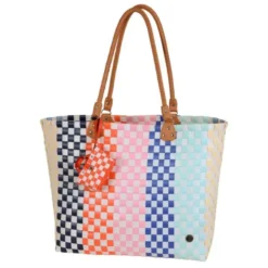 Shopper Sunny bunt geflochten – große Einkaufstasche & Strandtasche