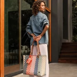 Shopper Sunny bunt geflochten – große Einkaufstasche & Strandtasche