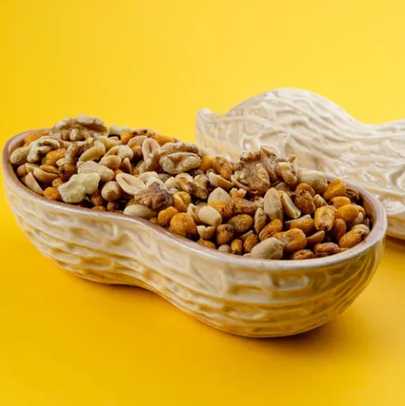 Snackschale Erdnuss – Nussschale aus Keramik mit Deckel
