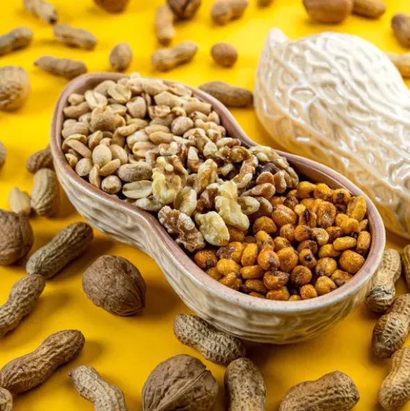 Snackschale Erdnuss – Nussschale aus Keramik mit Deckel
