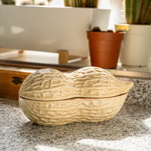 Snackschale Erdnuss – Nussschale aus Keramik mit Deckel