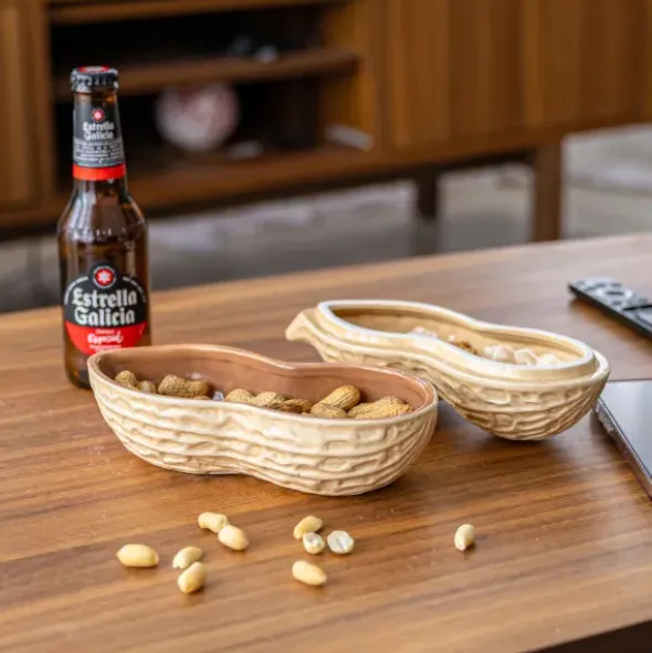 Snackschale Erdnuss – Nussschale aus Keramik mit Deckel