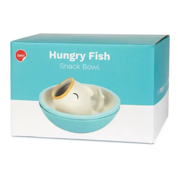 Snackschale hungriger Fisch mit Abfallfunktion, Keramik blau