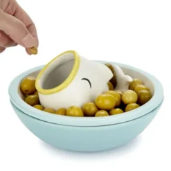 Snackschale hungriger Fisch mit Abfallfunktion, Keramik blau