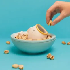 Snackschale hungriger Fisch mit Abfallfunktion, Keramik blau