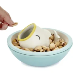 Snackschale hungriger Fisch mit Abfallfunktion, Keramik blau