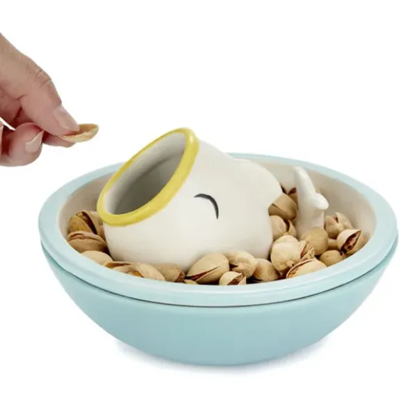 Snackschale hungriger Fisch mit Abfallfunktion, Keramik blau