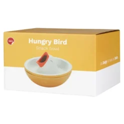 Snackschale hungriger Vogel mit Abfallfunktion, Keramik gelb