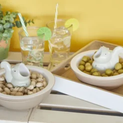 Snackschale hungriges Eichhörnchen mit Abfallfunktion, Keramik braun